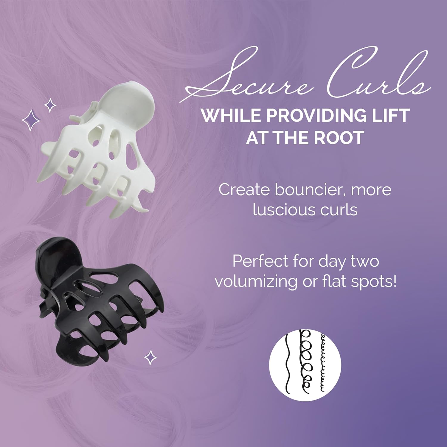 Curl Keeper Claw Clips for Thick & Thin Hair, Roller Jaw Clamps (12-Pack) - Wide Teeth Medium Hair Clips for Women Supports & Creates Volume - Hair Styling Accessories are Lightweight & Easy to Clean