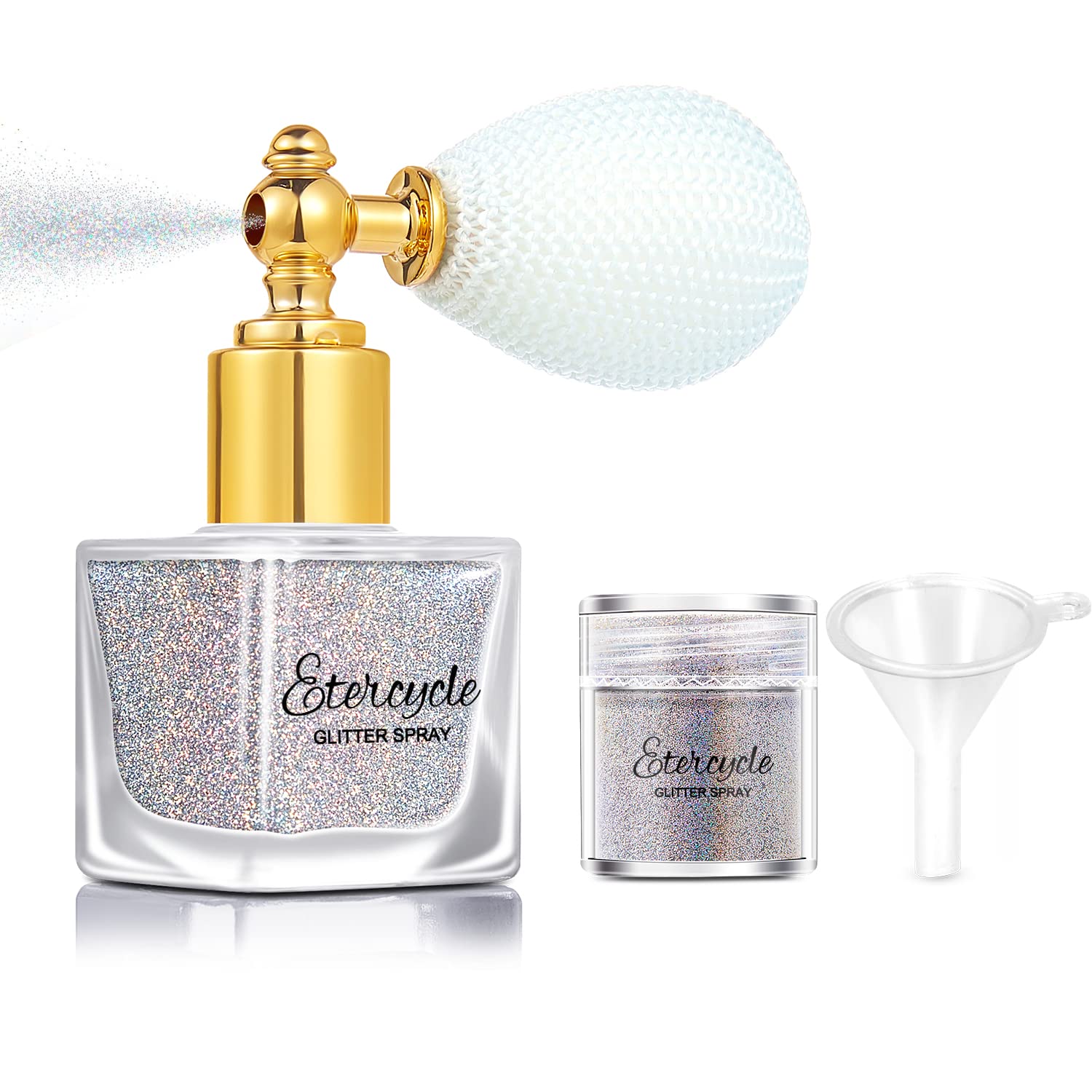 Etercycle Gold Body Glitter Spray, Shimmering Spray Powder Sparkle Powder, Cosmetic Shimmer Makeup Glitter for Hair and Body Face Clothes Nail Art Craft Design Easter Christmas Halloween Crafts