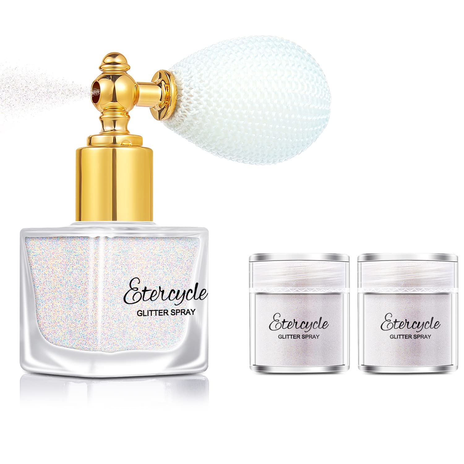 Etercycle Gold Body Glitter Spray, Shimmering Spray Powder Sparkle Powder, Cosmetic Shimmer Makeup Glitter for Hair and Body Face Clothes Nail Art Craft Design Easter Christmas Halloween Crafts