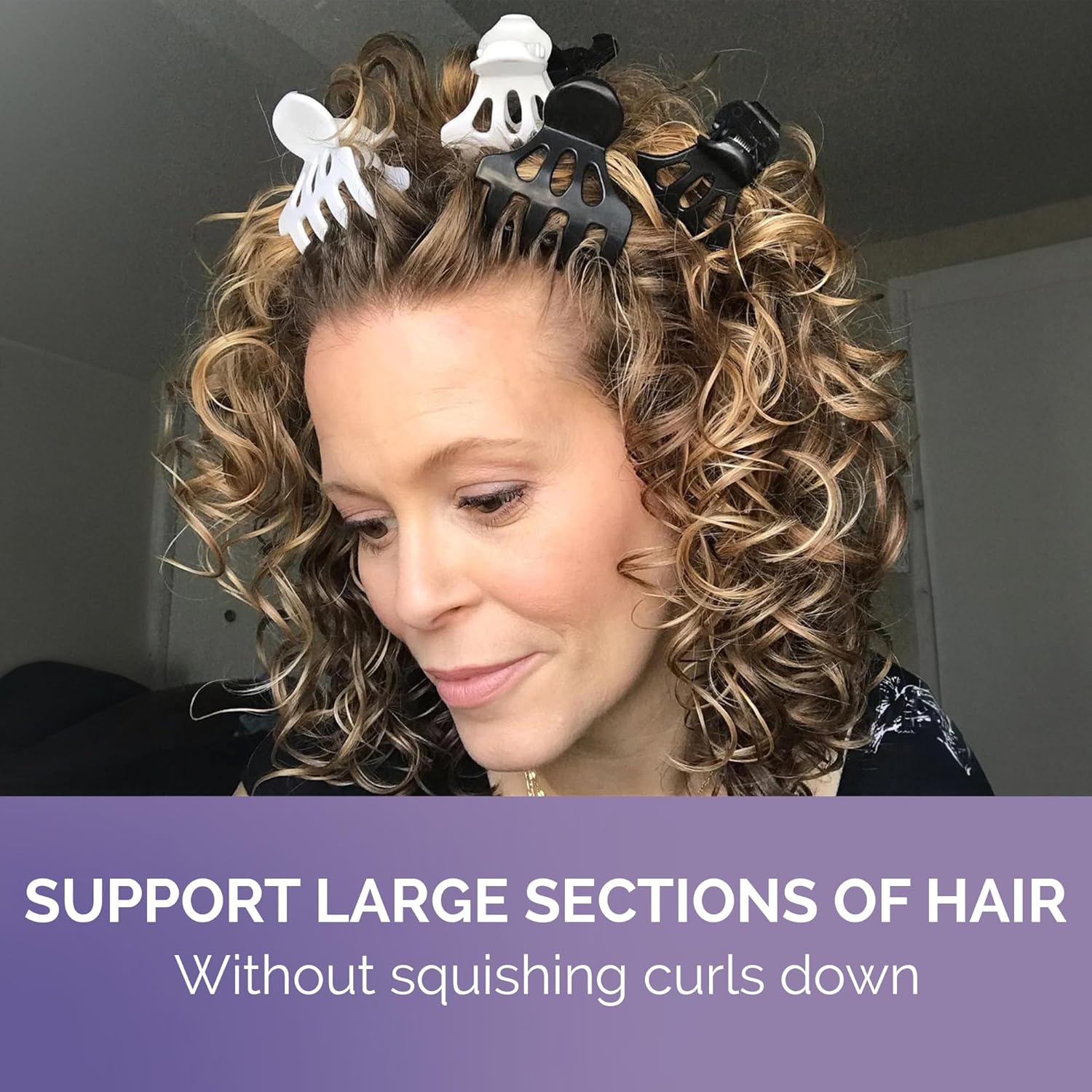 Curl Keeper Claw Clips for Thick & Thin Hair, Roller Jaw Clamps (12-Pack) - Wide Teeth Medium Hair Clips for Women Supports & Creates Volume - Hair Styling Accessories are Lightweight & Easy to Clean