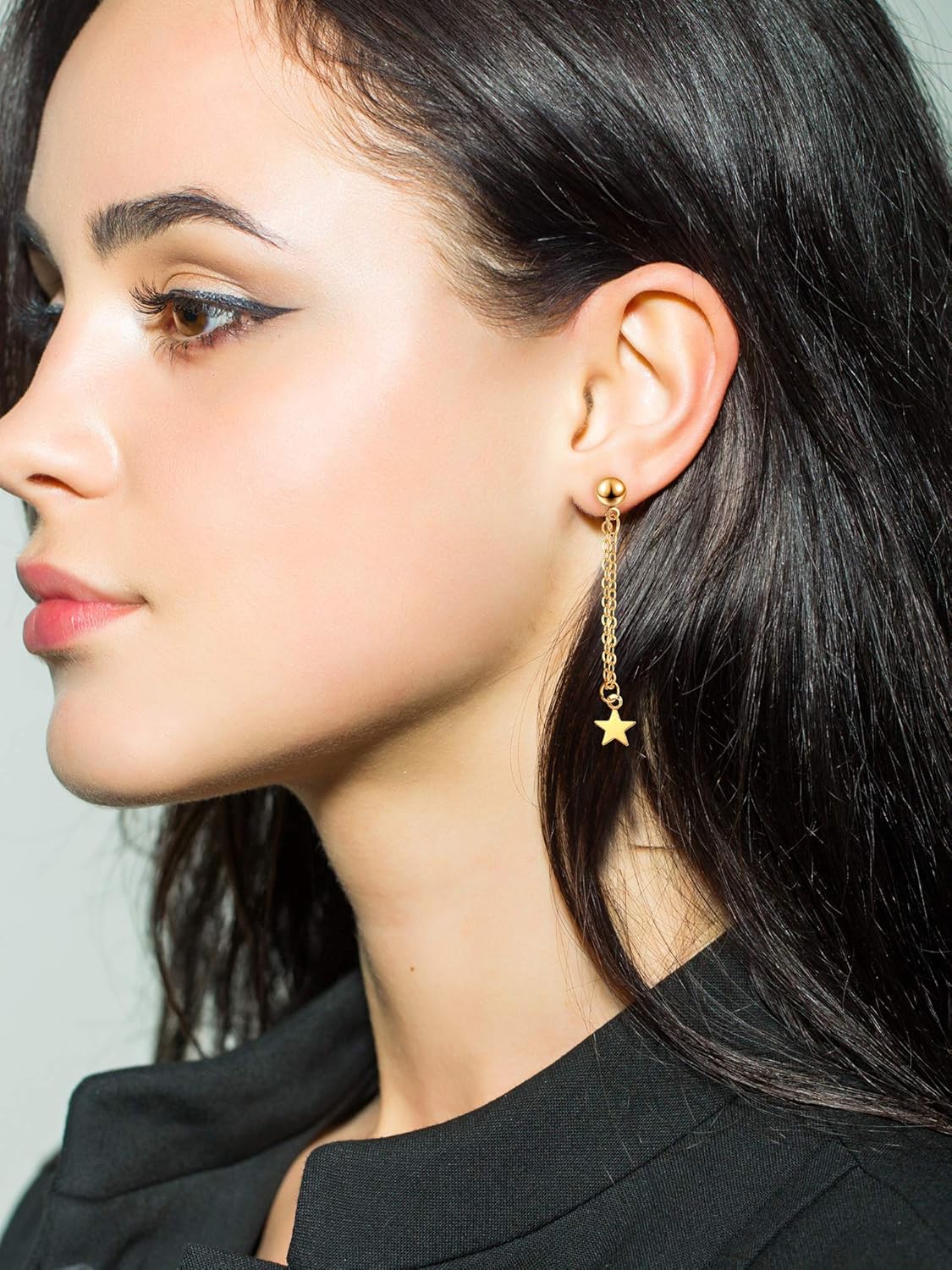 Hicarer 12 Pairs Dangle Hoop Earrings Aesthetic Huggie Earrings with Charms Small Drop Pendant Hoop Jewelry for Women